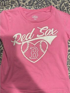 Genuine Merchandise Pink Kids Red Sox Glitter Logo Tee